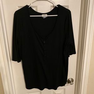 3/4 sleeve scoop neck button up Henley